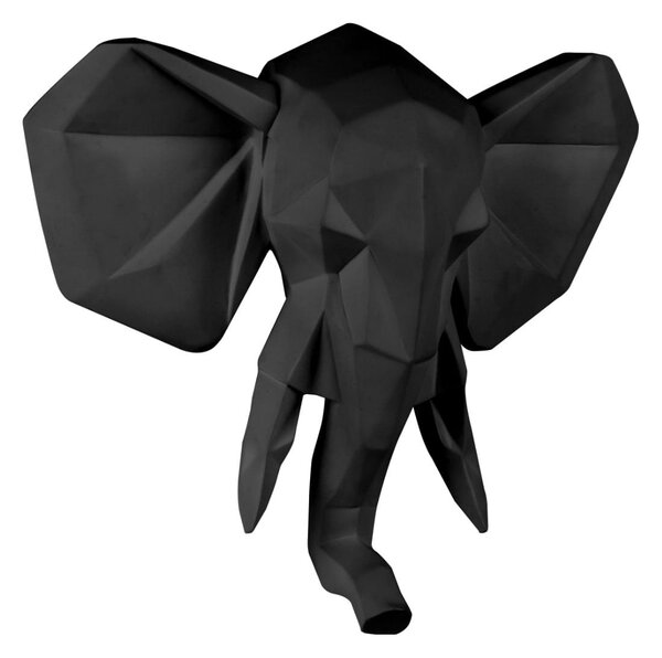PRESENT TIME Sada 2 ks: Nástenná dekorácia Origami Elephant – čierna 45 × 39,5 × 14 cm