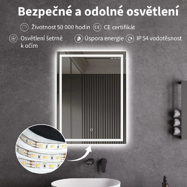 CERANO - Kúpeľňové LED zrkadlo Interno - 50x70 cm
