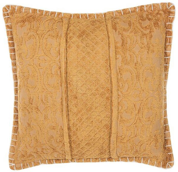Dekoratívny vankúš žltý so vzorom 45 x 45 cm kvetovaný geometrický vzor retro boho dekoračný doplnok
