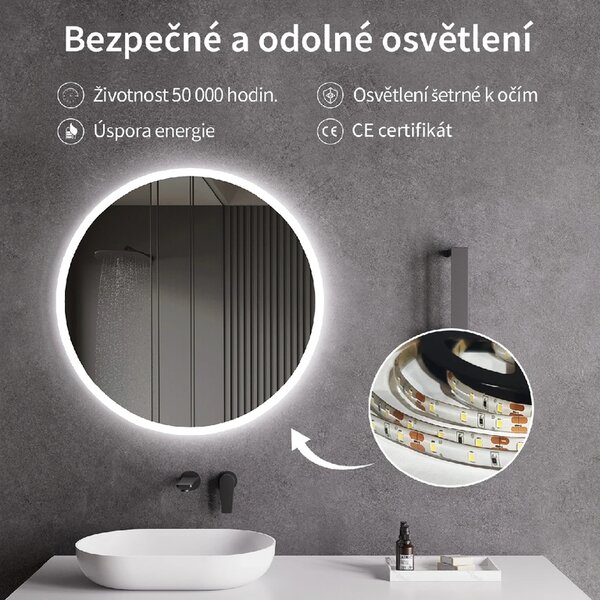 CERANO - Kúpeľňové LED zrkadlo Lavoro - Ø60 cm