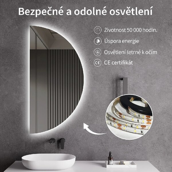 CERANO - Kúpeľňové LED zrkadlo Mare - 50x100 cm