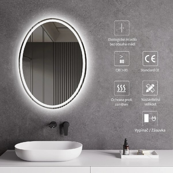 CERANO - Kúpeľňové LED zrkadlo Cielo - 60x80 cm