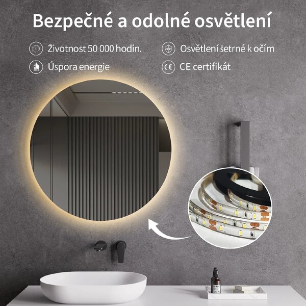 CERANO - Kúpeľňové LED zrkadlo Nome - Ø 60 cm
