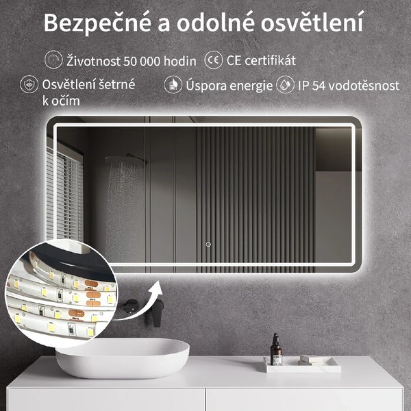 CERANO - Kúpeľňové LED zrkadlo Retano - 120x70 cm