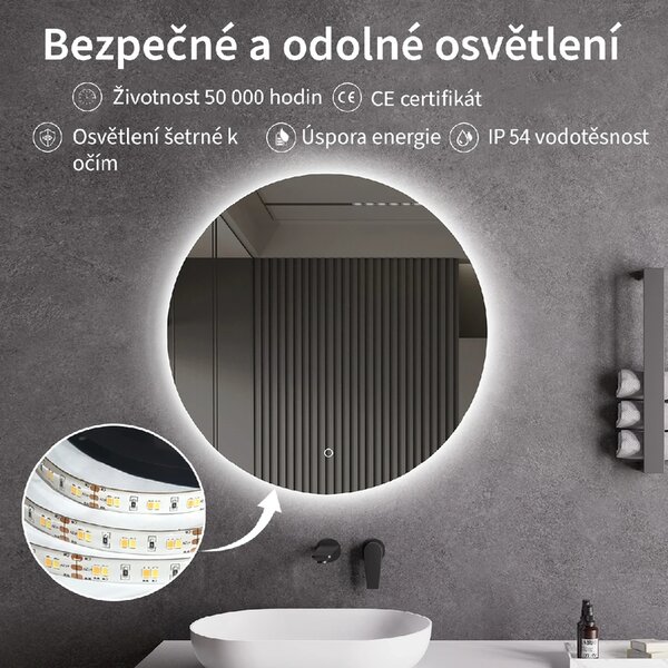 CERANO - Kúpeľňové LED zrkadlo Specchio - Ø 60 cm