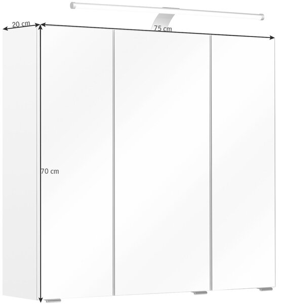 ZRKADLOVÁ SKRINKA, biela, 75/70/20 cm Xora - Kúpeľňové skrinky
