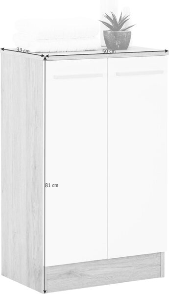 SPODNÁ SKRINKA, dub San Remo, 50/81/33 cm Xora - Kúpeľňové skrinky