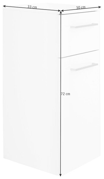 SPODNÁ SKRINKA, biela, 30/72/33 cm Xora - Kúpeľňové skrinky