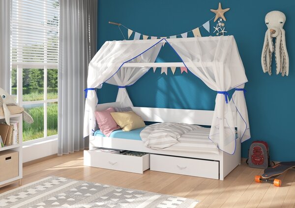 Detská posteľ 90x200 cm domček Quido Modrý
