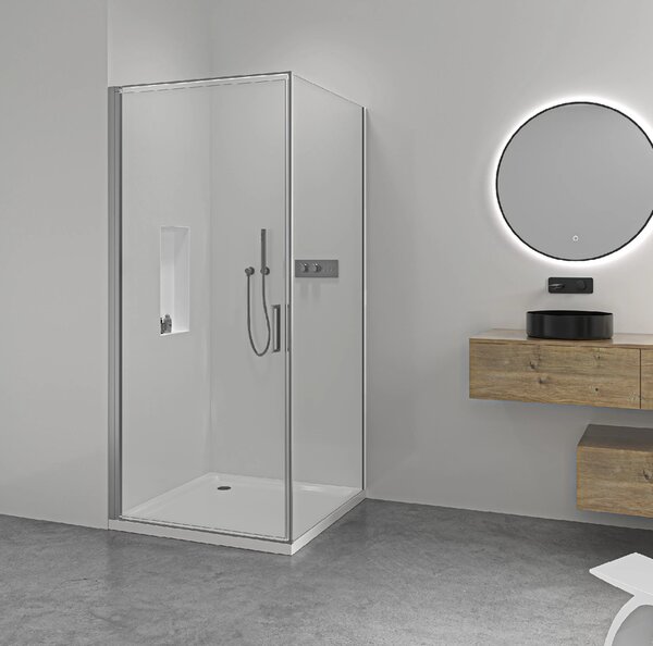CERANO - Sprchovací kút Porte Ľ/P - 8 mm - chróm, transparentné sklo - 80x70x195 cm - otočný