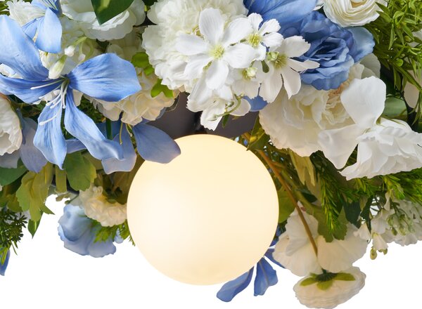 Bohemian závesná lampa čierna s farebnými kvetmi modrá a biela - Flower Power