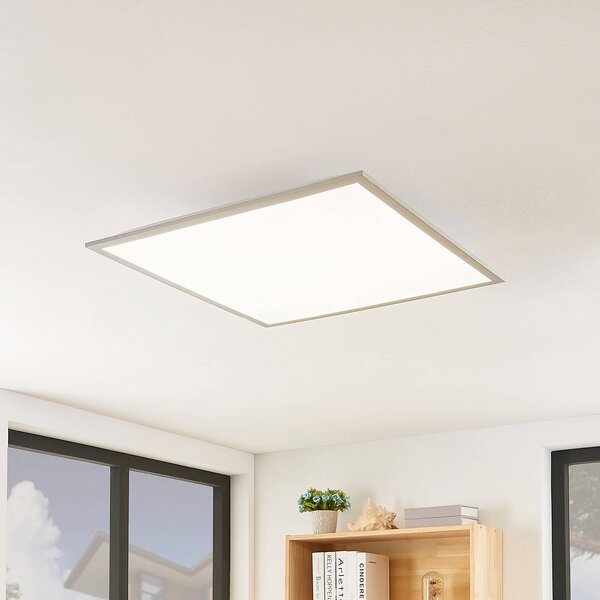 Lindby LED panel Stenley, 4 000 K, 60 cm x cm, strieborná/biela, Biela / opálová, Kuchyňa, Plast, Moderný, Stropné svetlo
