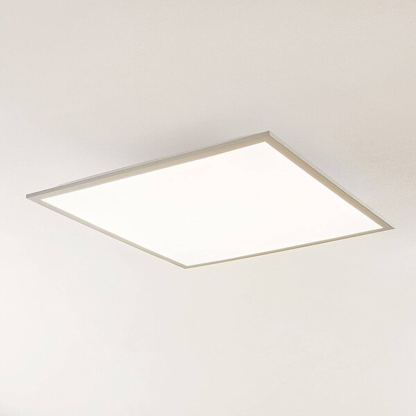 Lindby LED panel Stenley, 4 000 K, 60 cm x cm, strieborná/biela, Biela / opálová, Kuchyňa, Plast, Moderný, Stropné svetlo