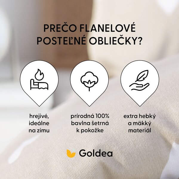 Goldea flanelové posteľné obliečky - srdiečka na latte 140 x 200 a 70 x 90 cm