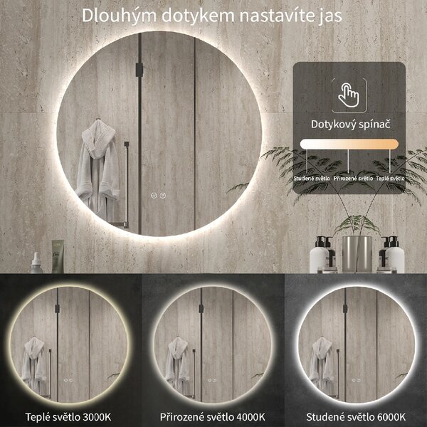CERANO - Kúpeľňové LED zrkadlo Verido - Ø 50 cm