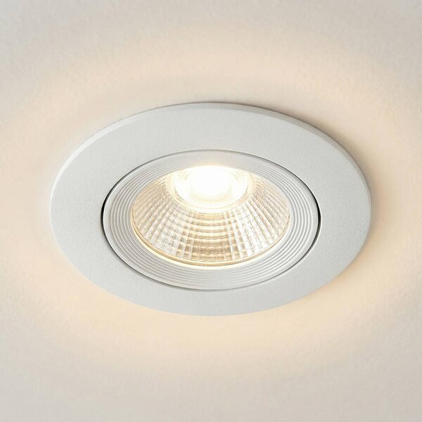 Sigor LED bodový podhľad Diled, Ø 8,5 cm, 6 W, 3 000 K, biely, Biela / opálová, Obývacia izba / jedáleň, Hliník, Moderný, Zapustené stropné svietidlo
