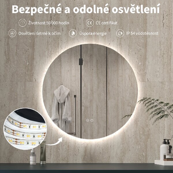 CERANO - Kúpeľňové LED zrkadlo Verido - Ø 50 cm