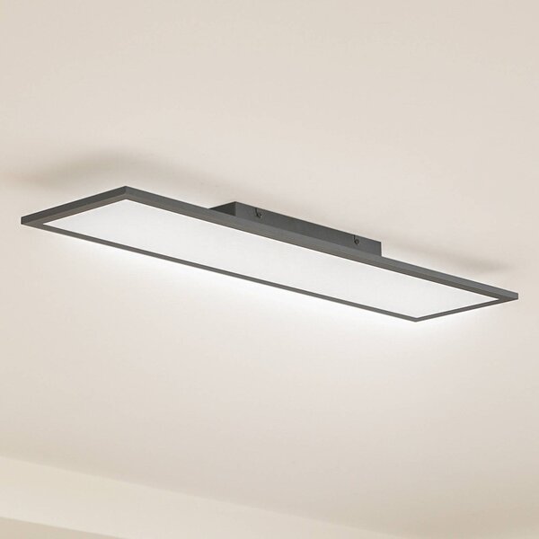 Lindby LED panel Enhife, čierny, 80 x 20 cm, kov, 4 000 K, Čierna, Pracovňa / Kancelária, Moderný