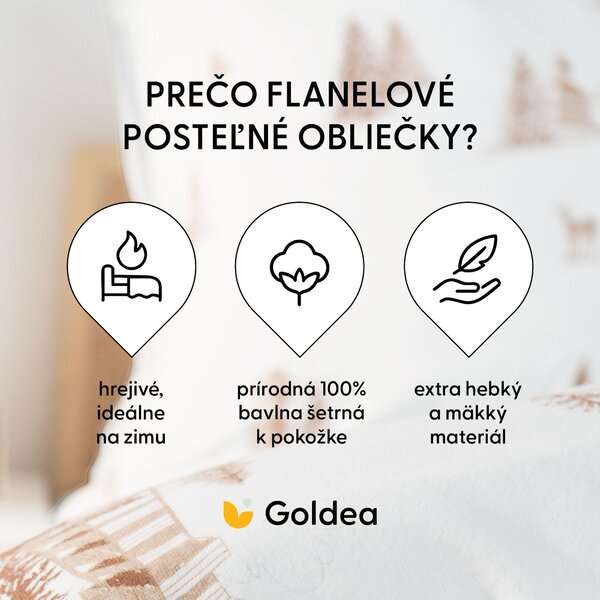 Goldea flanelové posteľné obliečky - beskydy 140 x 200 a 70 x 90 cm