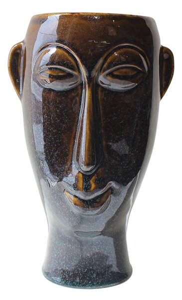 PRESENT TIME Sada 3 ks – Hnedý kvetináč Mask Long 17,2 × 16,2 × 27,2 cm