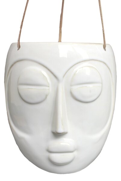 PRESENT TIME Sada 3 ks – Biely závesný kvetináč Mask 16,5 × 13,6 × 17,9 cm, 66 cm