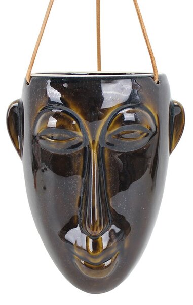 PRESENT TIME Sada 3 ks – Hnedý závesný kvetináč Mask Long 12,5 × 17,3 × 22,3 cm, 66 cm