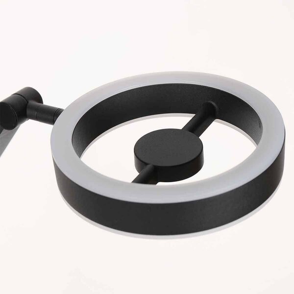 Stolová LED lampa Ringlux, čierna, kovová, nastaviteľná, Čierna, Obývacia izba / jedáleň, kov, Moderný