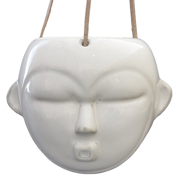 PRESENT TIME Sada 3 ks – Biely závesný kvetináč Mask Round 13 × 18,4 × 15,2 cm, 66 cm
