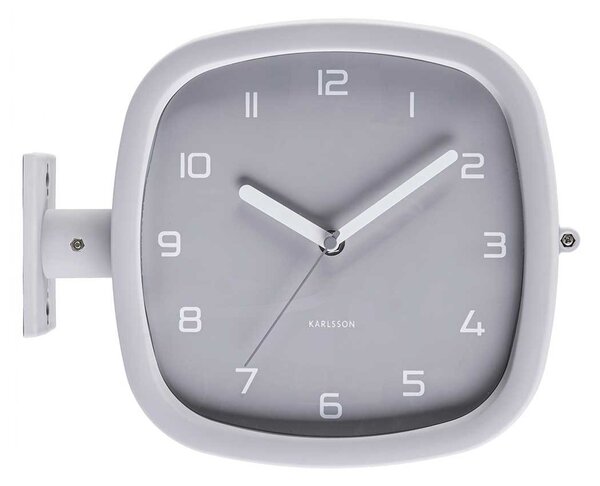 KARLSSON Nástenné hodiny Doubler – šedé 29 × 24,5 × 9,5 cm