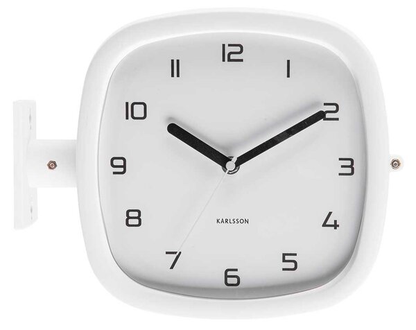 KARLSSON Nástenné hodiny Doubler – biele 29 × 24,5 × 9,5 cm
