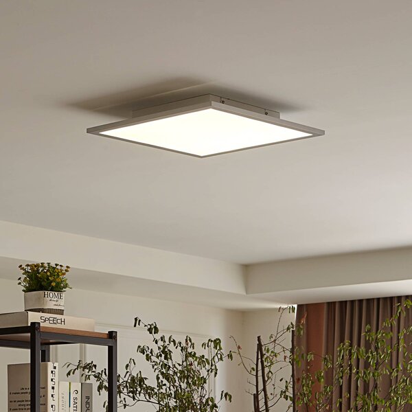 Lindby LED panel Livel, 4000K, 40 cm x cm, strieborný, kov, Hliník / sivá / zinok, Kuchyňa, Hliník, Moderný, Stropné svetlo