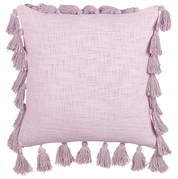 Dekoratívny vankúš ružový bavlna 45 x 45 cm so strapcami moderný boho štýl doplnky