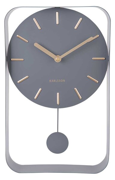 KARLSSON Nástenné hodiny Pendulum Charm – šedé 32,5 × 20 × 5 cm