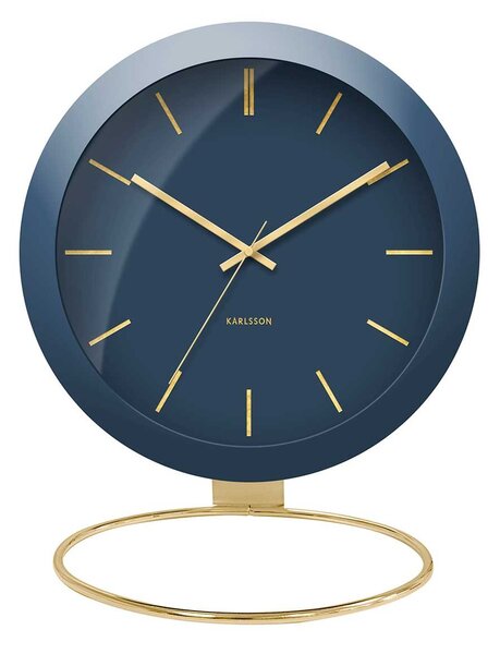 KARLSSON Stolné hodiny Globe – modré 21× 24,5 × 14 cm