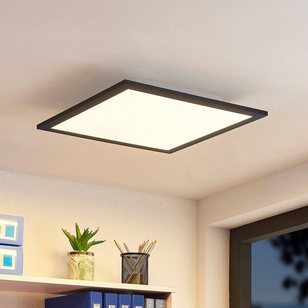 Lindby LED panel Nelios, 40 x cm, čierny, kov, Čierna, Kuchyňa, Hliník, Moderný, Stropné svetlo