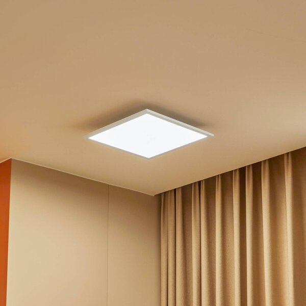Lindby LED panel Lamin, biely, 40 cm, stmievateľný, diaľkové ovládanie, Biela / opálová, Obývacia izba / jedáleň, Moderný, Stropné svetlo
