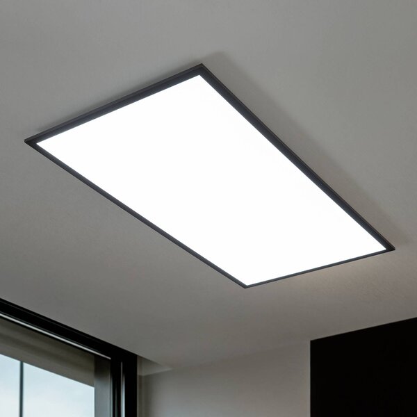 Lindby LED panel Nelios, 120 x 60 cm, čierny, kov, Čierna, Kuchyňa, Hliník, Moderný, Stropné svetlo