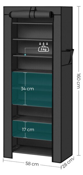 REGÁL NA TOPÁNKY, čierna, 58/160/28 cm Boxxx - Online Only drobný nábytok, Online Only