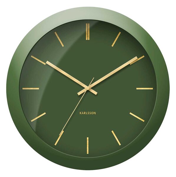 KARLSSON Nástenné hodiny Globe – zelené 40× 12 cm