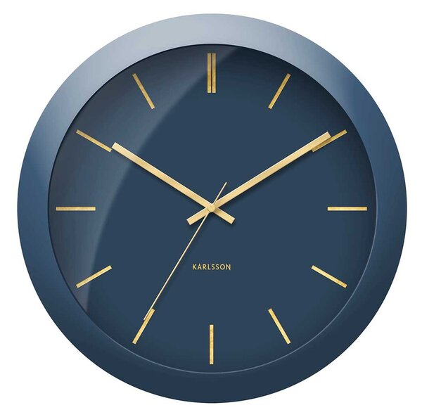 KARLSSON Nástenné hodiny Globe – modré 40× 12 cm
