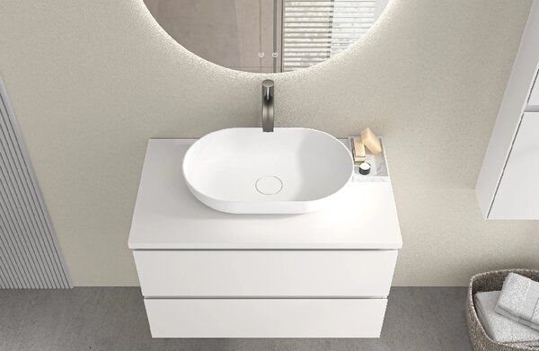CERANO - Doska pod umývadlo Navira Pro - biela matná - 80x3,6x46 cm