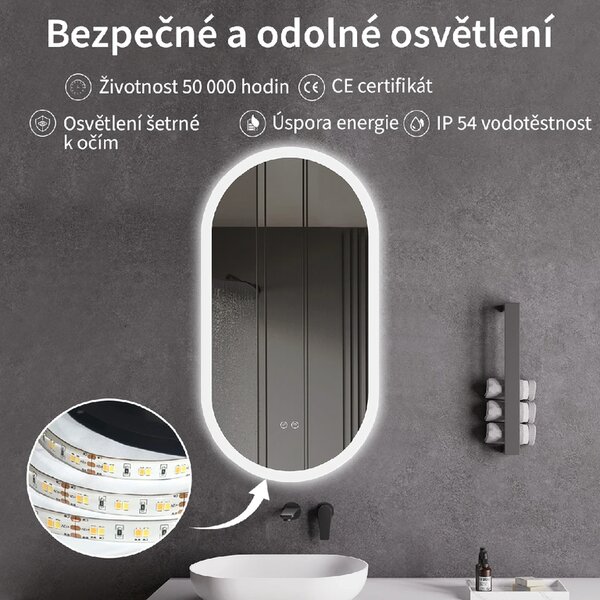 CERANO - Kúpeľňové LED zrkadlo Toro - 40x60 cm