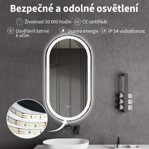 CERANO - Kúpeľňové LED zrkadlo Ayvo - 40x60 cm