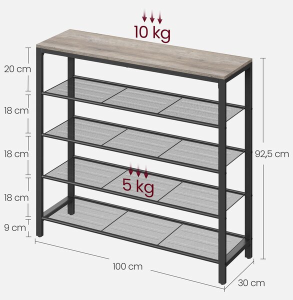 REGÁL NA TOPÁNKY, čierna, sivobéžová, 100/92,5/30 cm Boxxx - Online Only drobný nábytok, Online Only