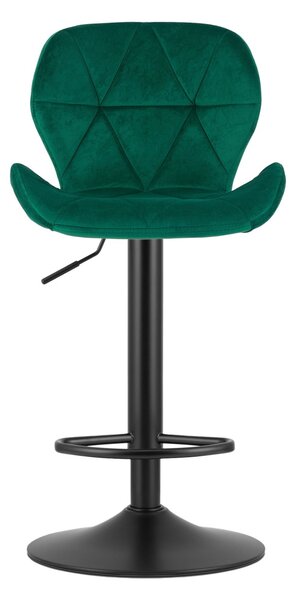 Barová stolička s čiernou nohou WEST VELVET, zelená