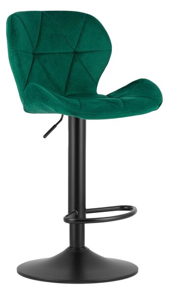 Barová stolička s čiernou nohou WEST VELVET, zelená