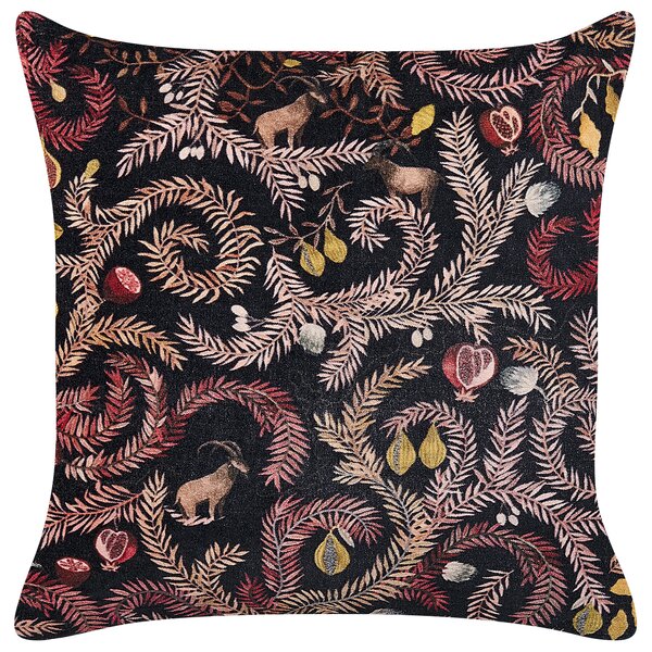 Dekoratívny vankúš čierna ružová bavlna zamat 45 x 45 cm rastlinný abstraktný vzor glamour moderný štýl doplnky