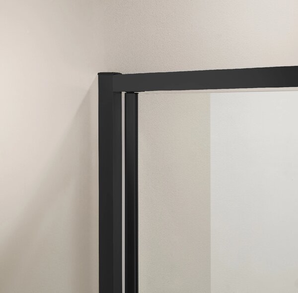 CERANO - Sprchovací kút Versaro L/P - 6 mm - čierna matná, transparentné sklo - 80x80 cm - zasúvacia