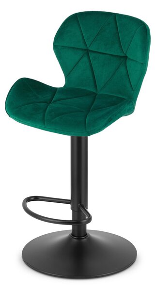 Barová stolička s čiernou nohou WEST VELVET, zelená