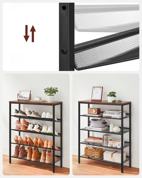 REGÁL NA TOPÁNKY, hnedá, čierna, 75/93/28 cm Boxxx - Online Only drobný nábytok, Online Only